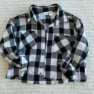 Cropped flannel shirt